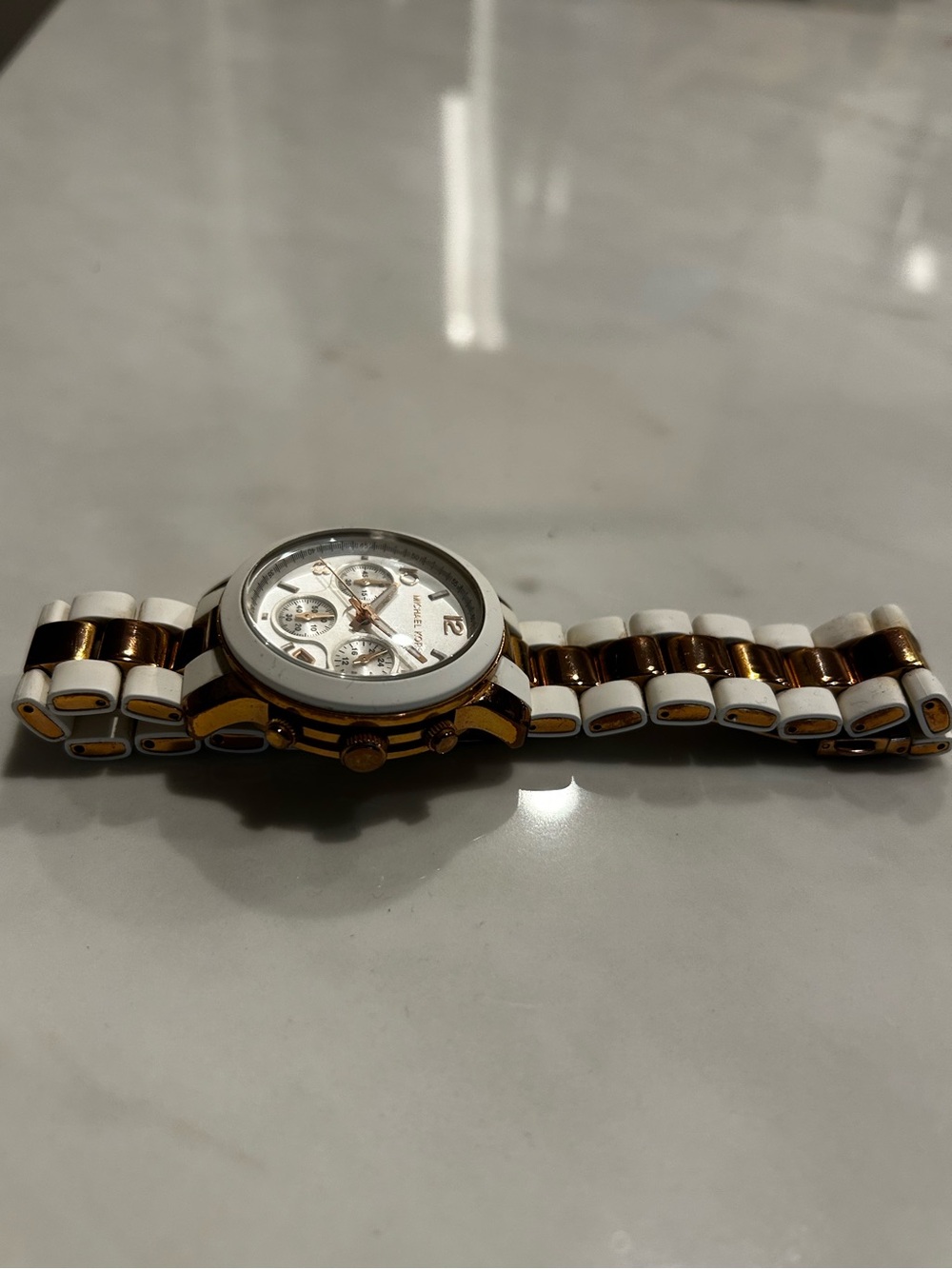 Michael Kors White and Rose Gold Ceramic-Accent Chronograph - Picture 2 of 10